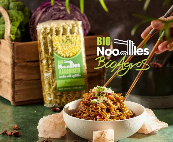 Noodles με λαχανικών ΒιοΑγρός και stir fry λαχανικά 